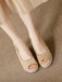 Beige Vintage Peep Zehe Slingback Keil Sandalen