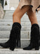 Vintage Quaste Klobig Hochhackige Stiefel