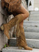Vintage Quaste Klobig Hochhackige Stiefel