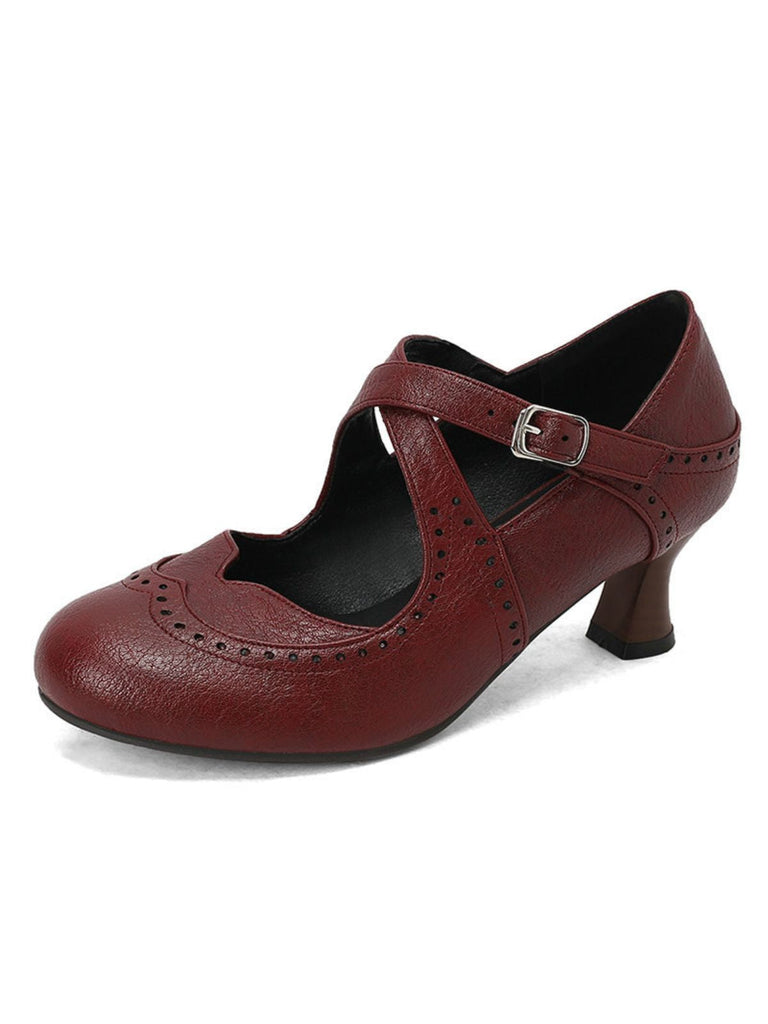 Kreuz-Träger Perforiert Mary Jane Heels