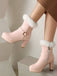 Vintage Kunstpelz Schnalle High Heel Stiefel