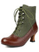 Vintage Farbblock Schnürung Viktorianisch Kurze Stiefel