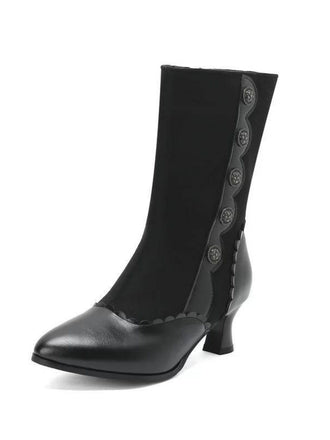 Vintage Leder Wildleder Taste Halbhoher Wade Stiefel