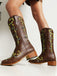 Braun Sonnenblume Besticktes Western Cowgirl Wadenstiefel