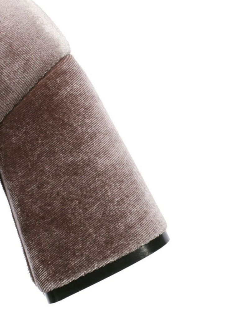 Mary Jane Samt Perlenknopf Blockabsatz Schuhe