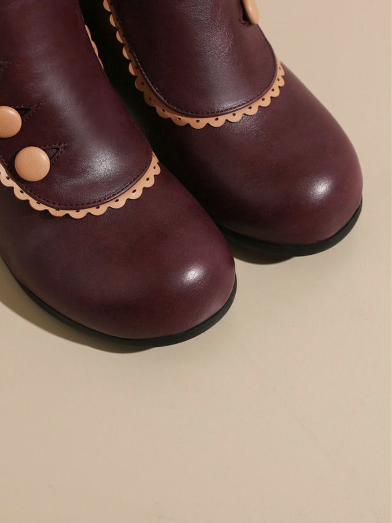 Vintage Kunstfellfutter Chunky Ferse Kurze Stiefel