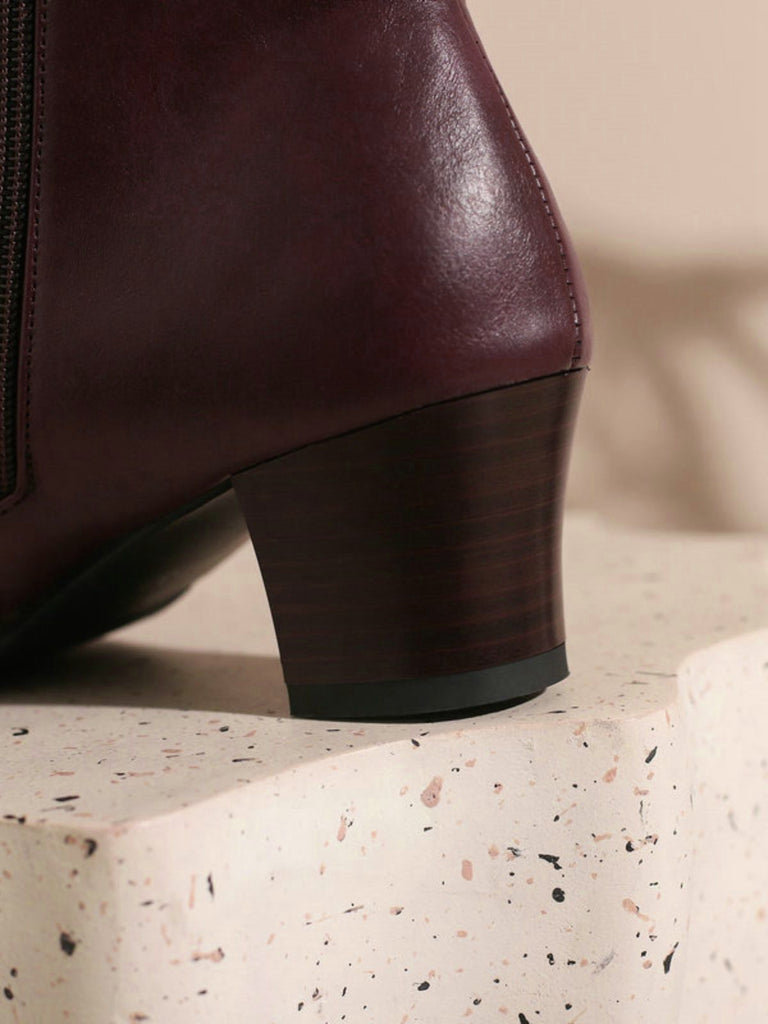 Vintage Kunstfellfutter Chunky Ferse Kurze Stiefel