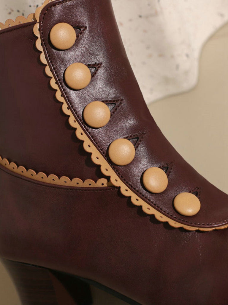 Vintage Kunstfellfutter Chunky Ferse Kurze Stiefel