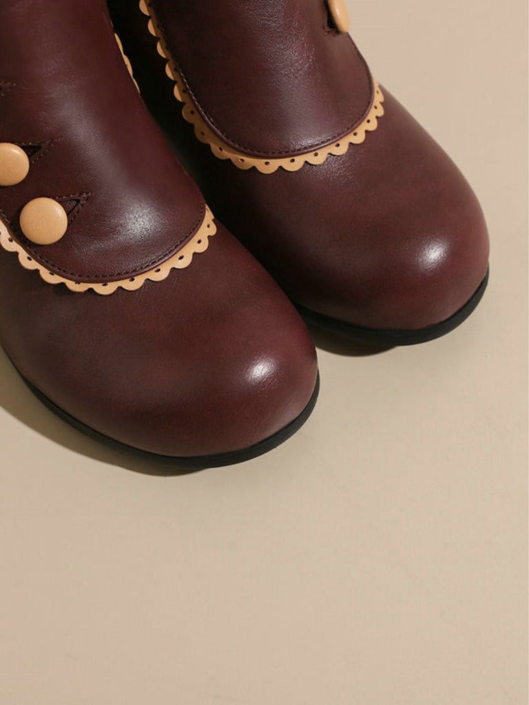 Vintage Kunstfellfutter Chunky Ferse Kurze Stiefel