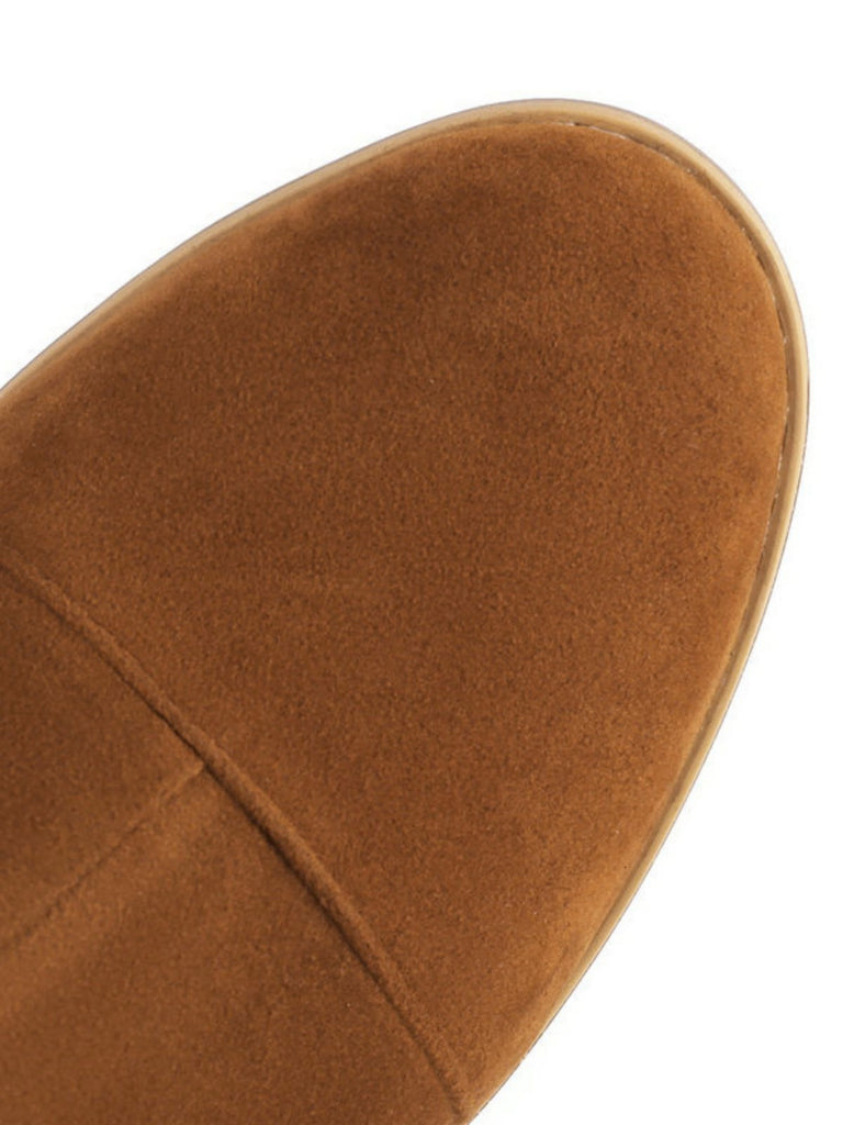 Wildleder Knee Schnürung Blockabsatz Stiefel