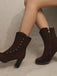 Vintage Wildleder Kunstpelz Futter Nieten Wadenhoch Stiefel