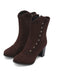 Vintage Wildleder Kunstpelz Futter Nieten Wadenhoch Stiefel