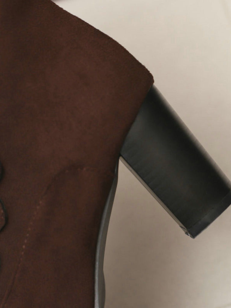 Vintage Wildleder Kunstpelz Futter Nieten Wadenhoch Stiefel
