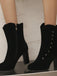 Vintage Wildleder Kunstpelz Futter Nieten Wadenhoch Stiefel