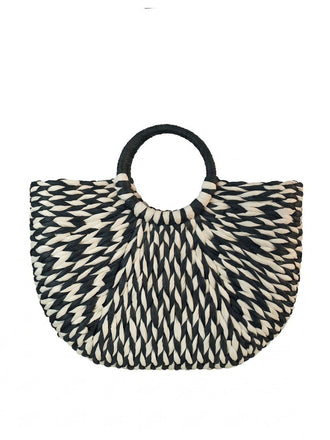 Vintage Handgewebt Stroh Strand Shopper