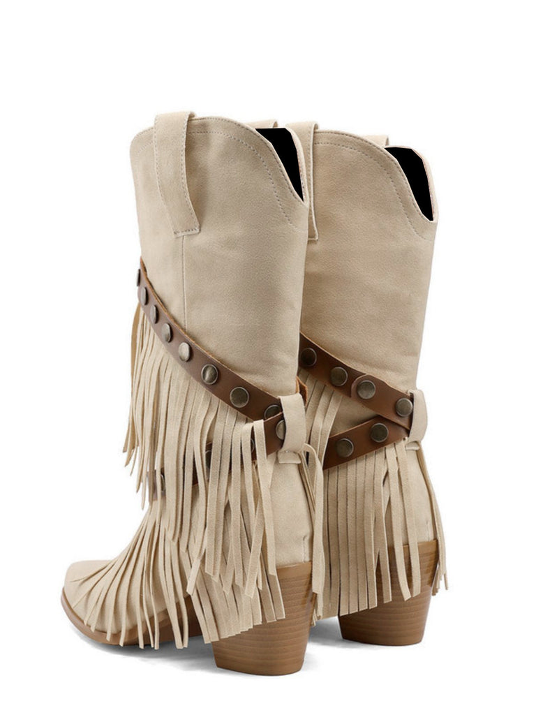 Vintage Denim Western Cowboy Fransen Wadenhoch Stiefel