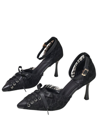Gothic High Heels mit Blumen und Spitze