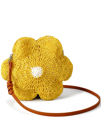Gelbe Tasche mit Blumen und Handwoven