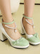 Farbblock-Schuhe mit Perlen und Schleife