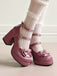 Vintage Mary-Jane Plateau-Pumps mit Schleife
