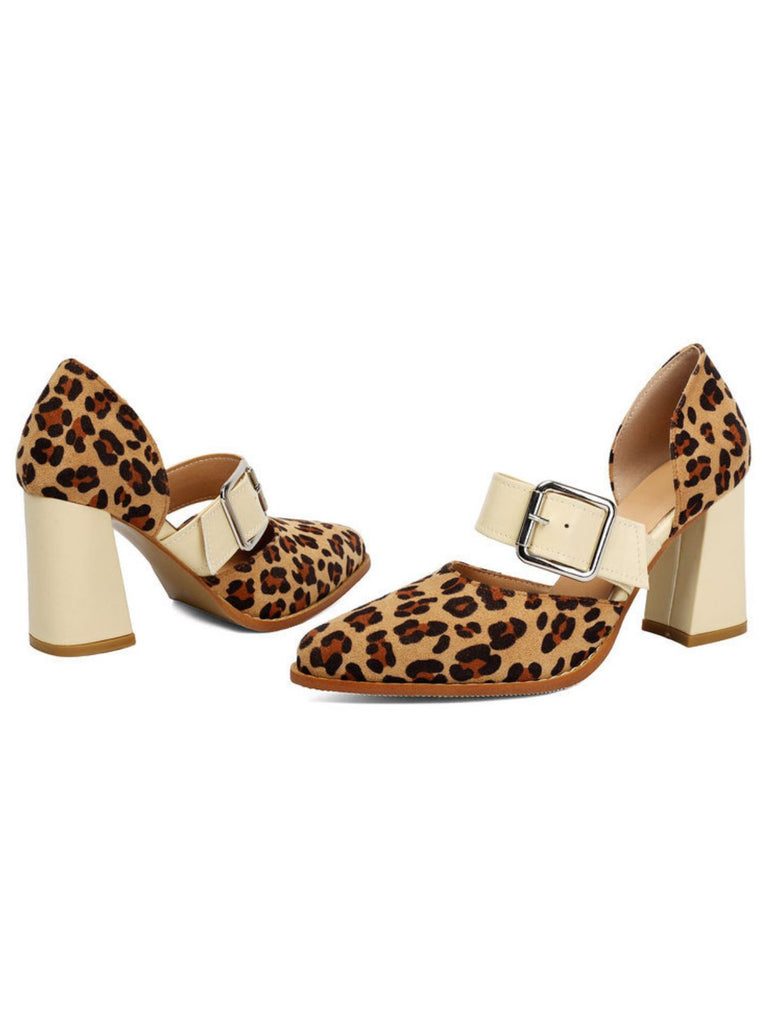 Leoparden-Printe Pumps mit High Heel und Mary Jane