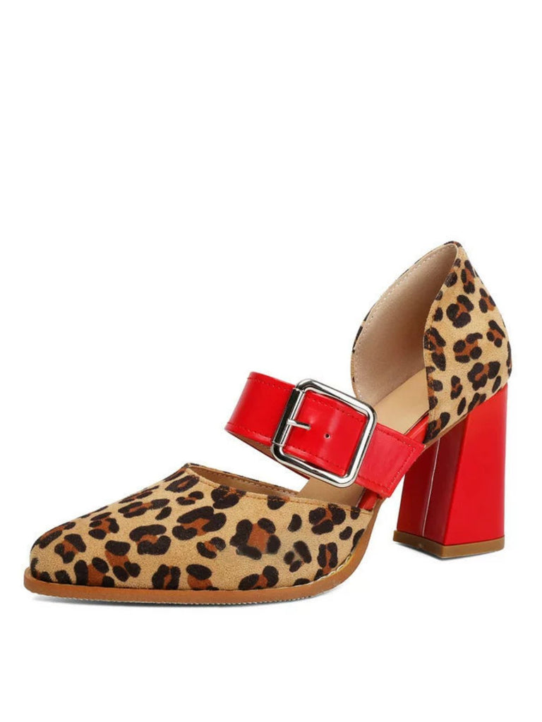 Leoparden-Printe Pumps mit High Heel und Mary Jane