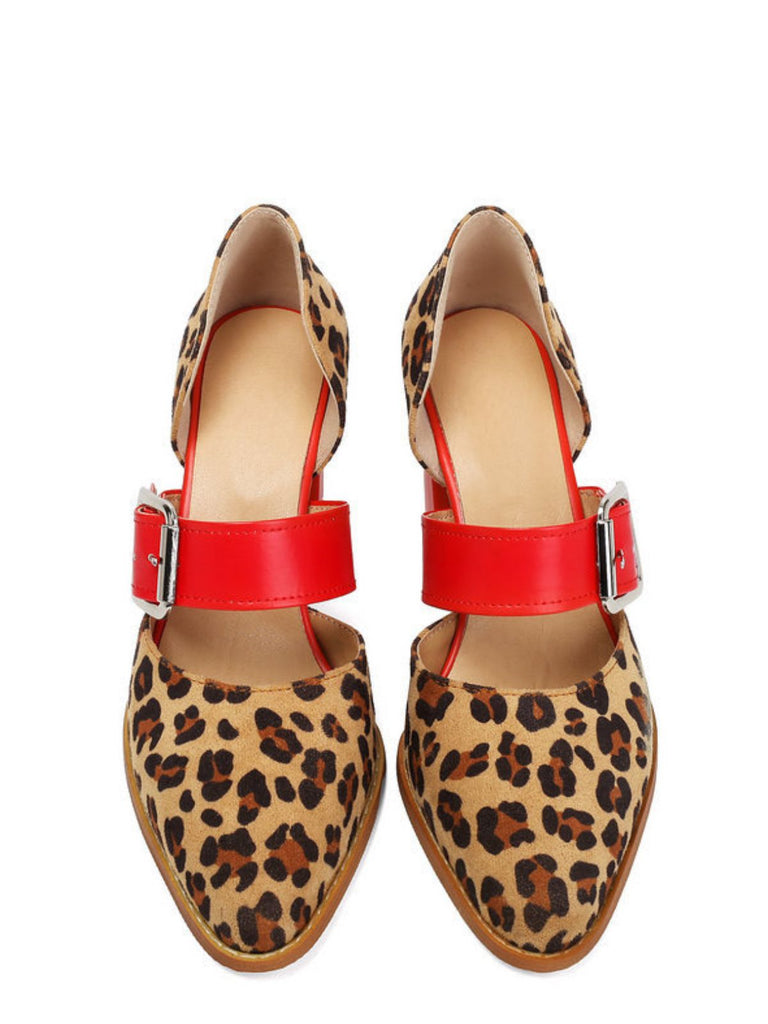 Leoparden-Printe Pumps mit High Heel und Mary Jane