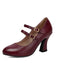 Lederne Mary-Jane Schuhe mit Blockabsatz