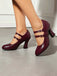 Lederne Mary-Jane Schuhe mit Blockabsatz