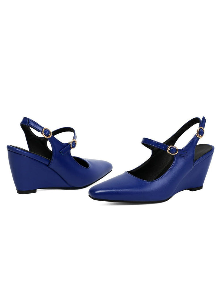 Leder-Schuhe mit Spitz und Wedge