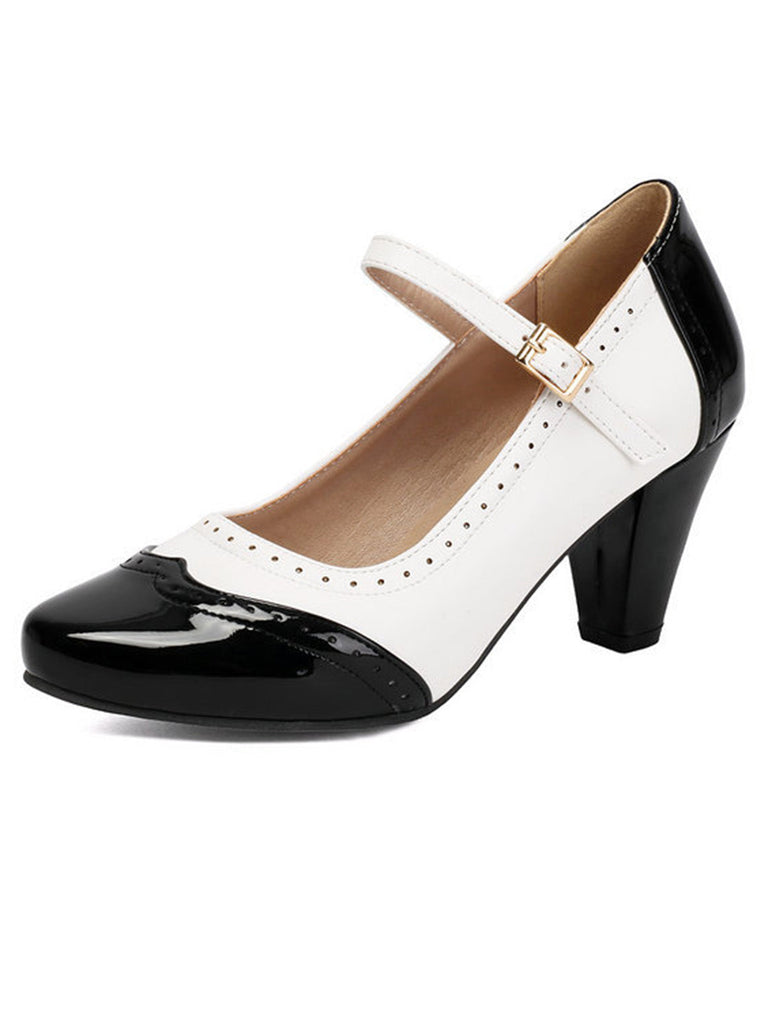 Leder-Schuhe mit Farbblock und Patent
