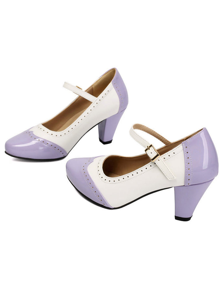 Leder-Schuhe mit Farbblock und Patent