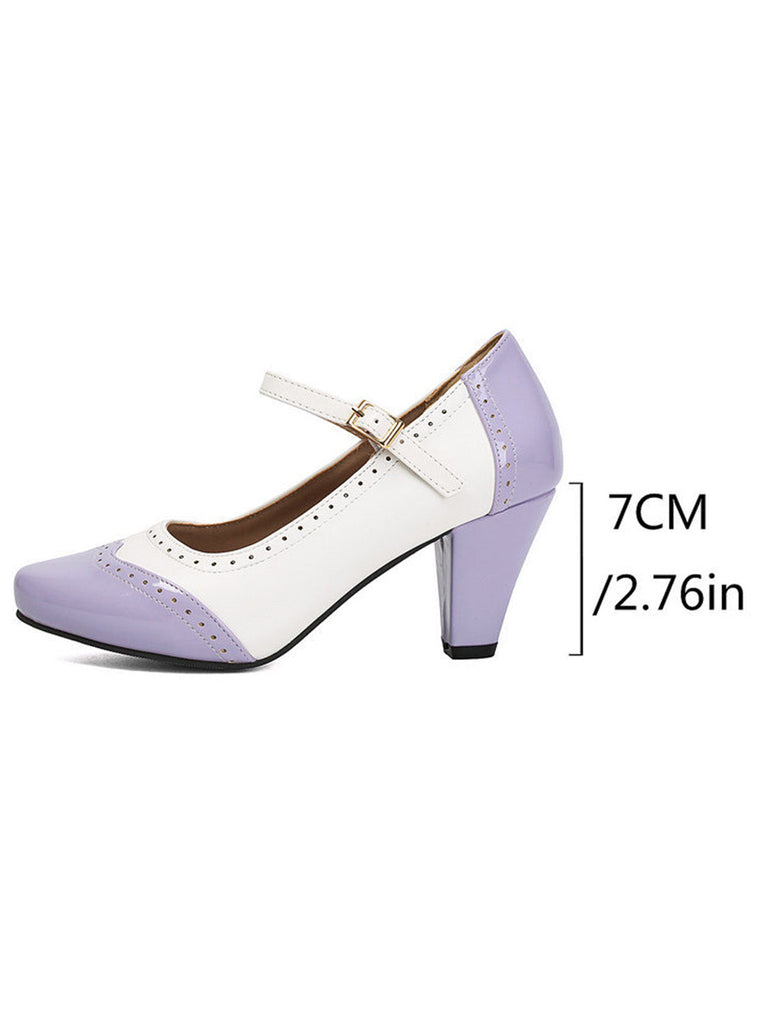 Leder-Schuhe mit Farbblock und Patent