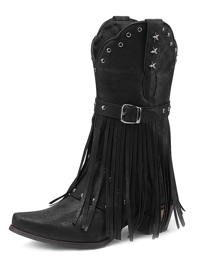 Boots mit Spitz und Quaste