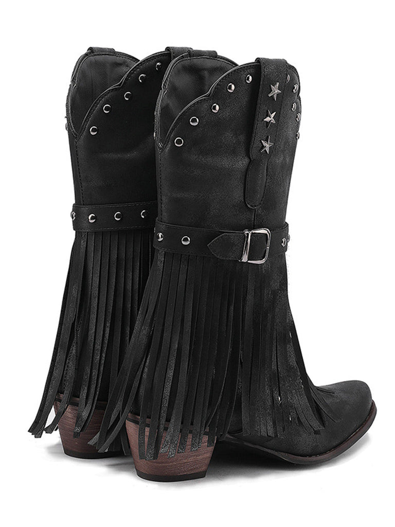 Boots mit Spitz und Quaste