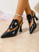 Schwarze Pumps mit Spitz und Slingback