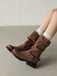 Mehrfarbige Boots mit Blockabsatz und Schnalle