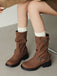 Mehrfarbige Boots mit Blockabsatz und Schnalle