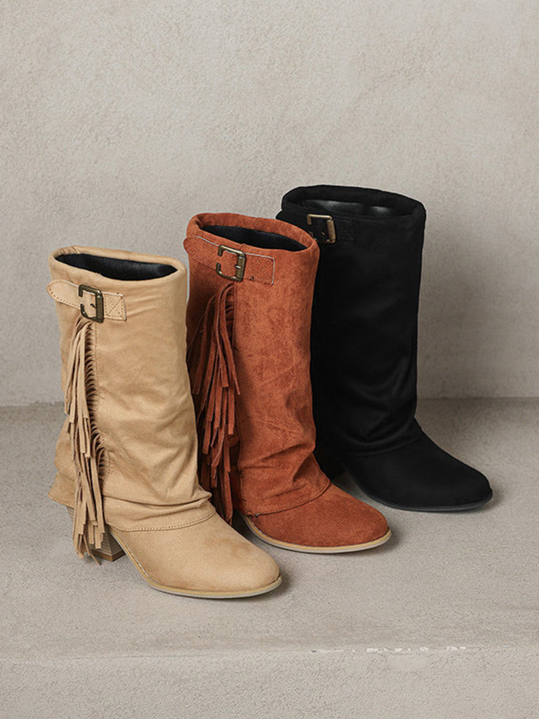 Vintage Boots mit Fransen und Mid