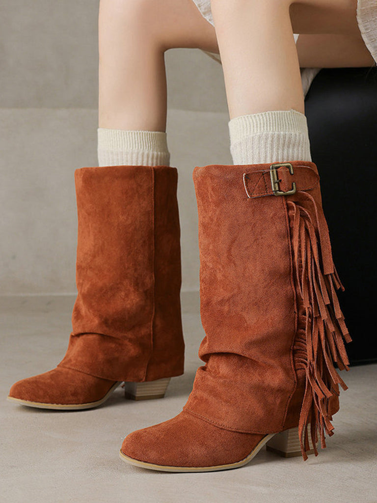 Vintage Boots mit Fransen und Mid