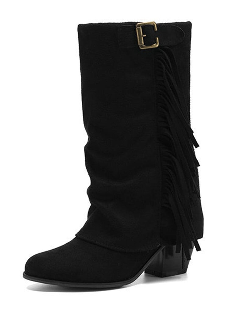 Vintage Boots mit Fransen und Mid