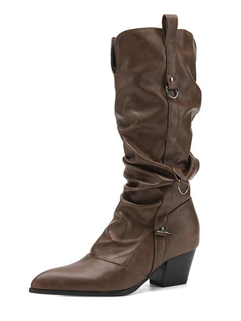 Vintage Boots mit Spitz und Hoch