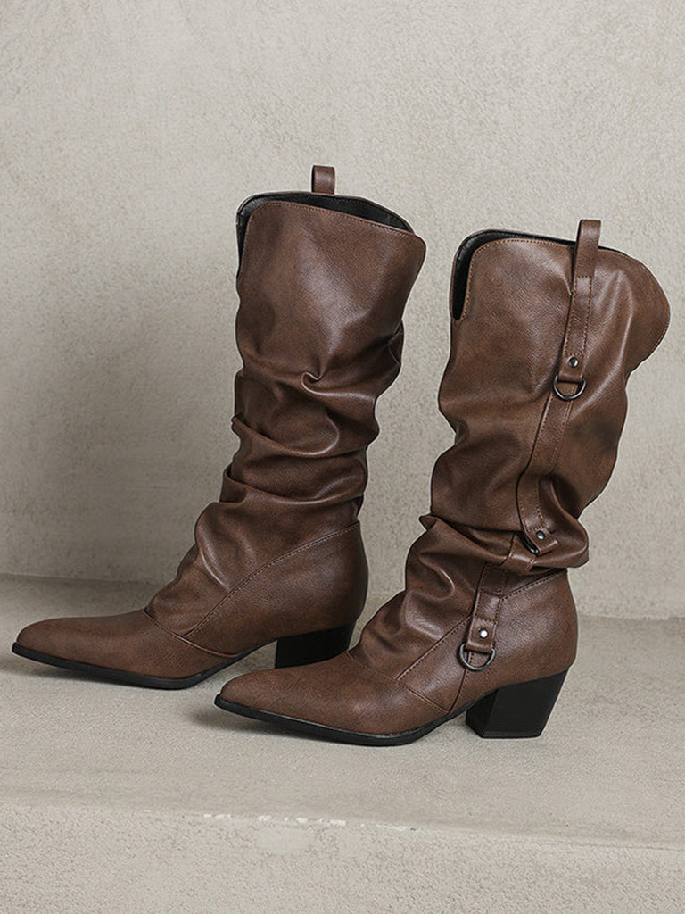 Vintage Boots mit Spitz und Hoch