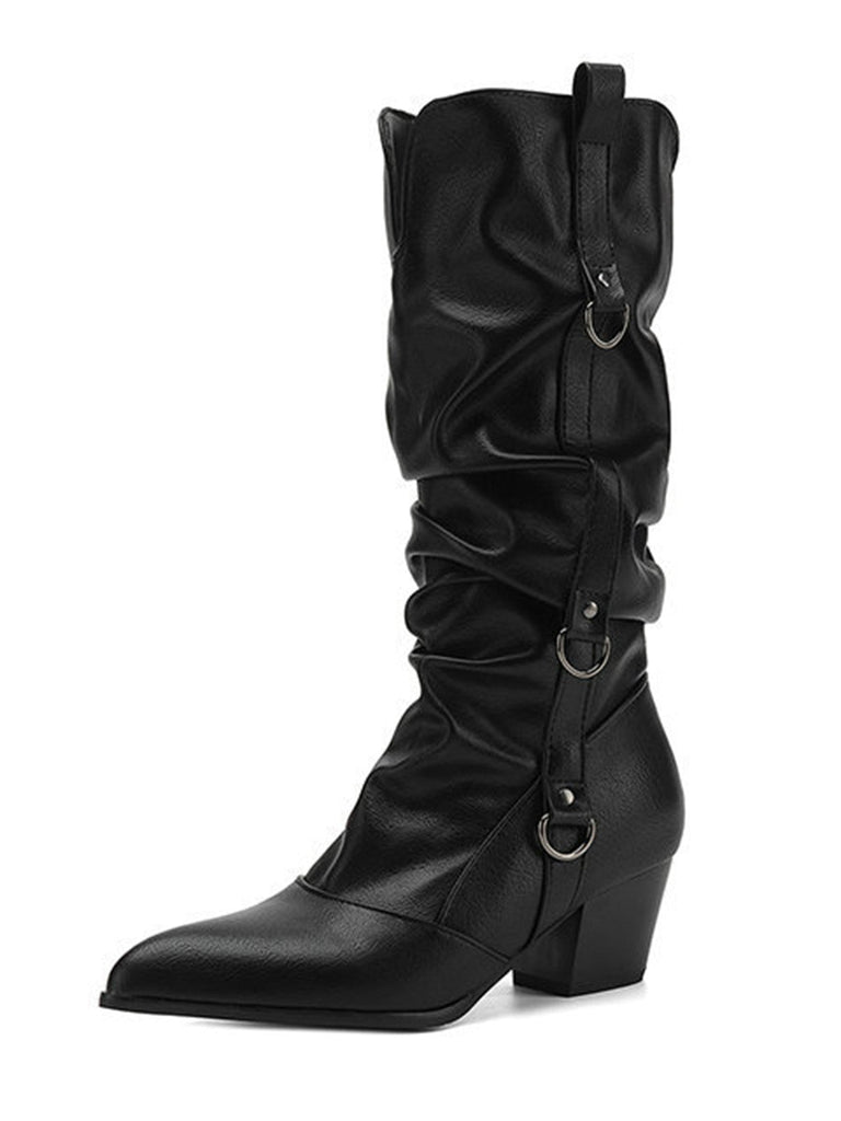 Vintage Boots mit Spitz und Hoch