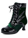 Vintage-Stiefeletten mit Samt und Lackleder
