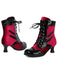 Vintage-Stiefeletten mit Samt und Lackleder