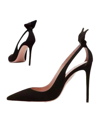 Schwarze Pumps mit Schleife und Samt