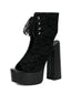 Spitzen-Stiefeletten mit Peeptoe und Plateau-Blockabsatz