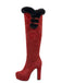 Vintage Overkneestiefel mit Kunstfellbesatz, Schnalle und Blockabsatz