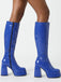 Plateau-Stiefeletten mit runder Spitze und Blockabsatz